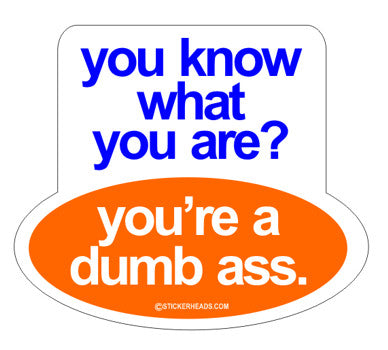 You Know What You Are? DUMBASS dumb ass -  Funny Sticker