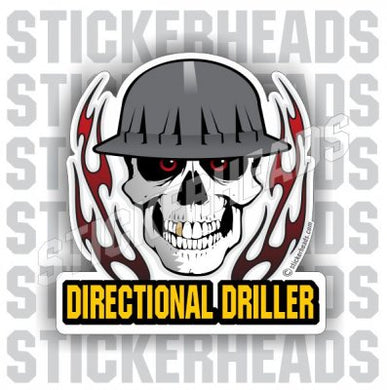 Skull With Flames -  Directional Driller Drilling Boring Sticker