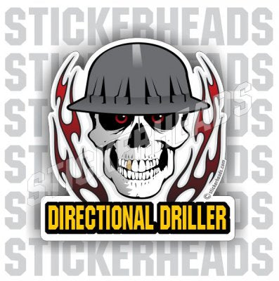Skull With Flames -  Directional Driller Drilling Boring Sticker