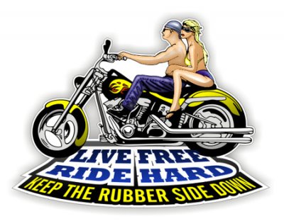 Live Free Ride Hard Rubber Side Down  - Bike Biker Motorcycle Sticker