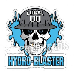Skull with Water - Hydro Blaster Blasting- Custom Text Sticker