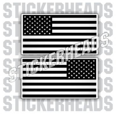 USA AMERICAN Flag Stickers - Black & White   ( 2 stickers )  - USA Flag Sticker