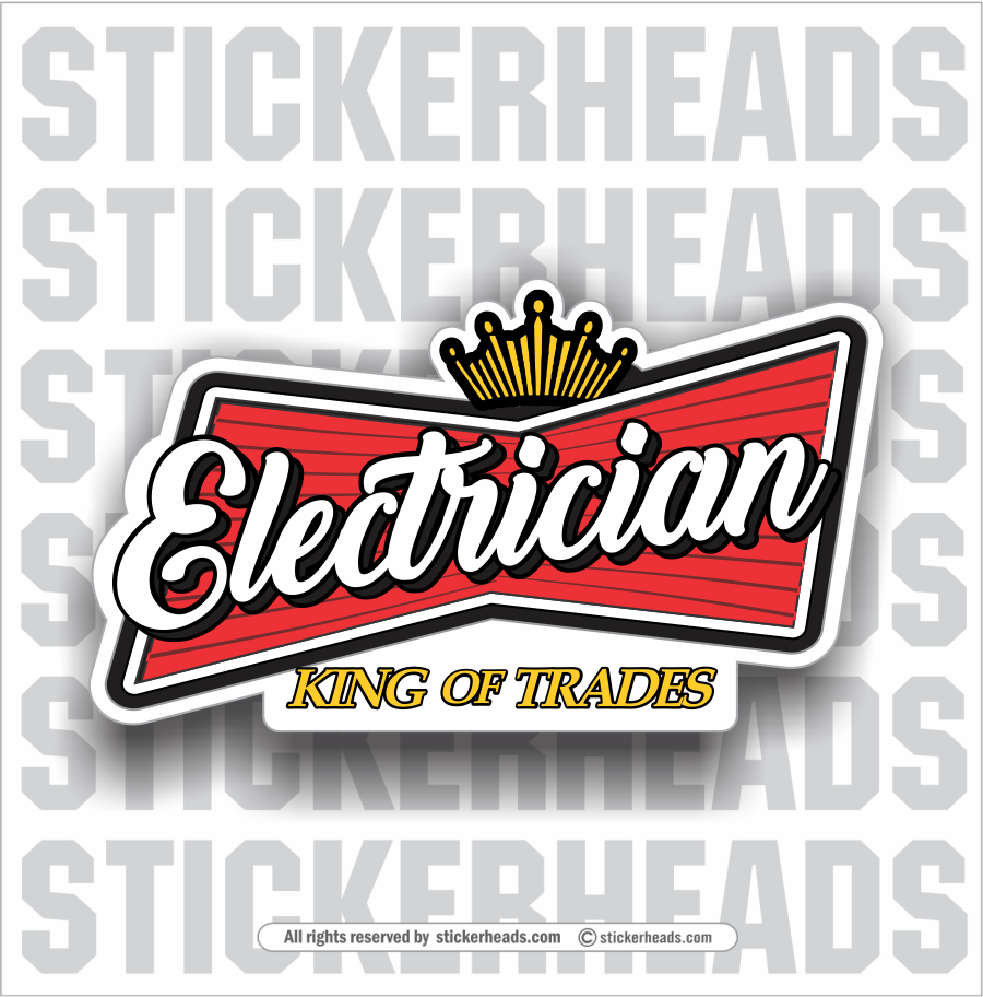 Beer Electrician Logo - king of trades  -  Sticker
