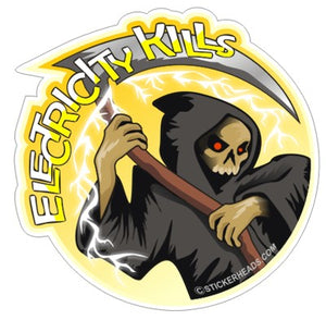 Electricity Kills - Grim Reaper - Electrical Electric Sticker