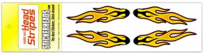 Nice Old School Skool Flames -  Badges, Stripes & More  - 2 Stickers