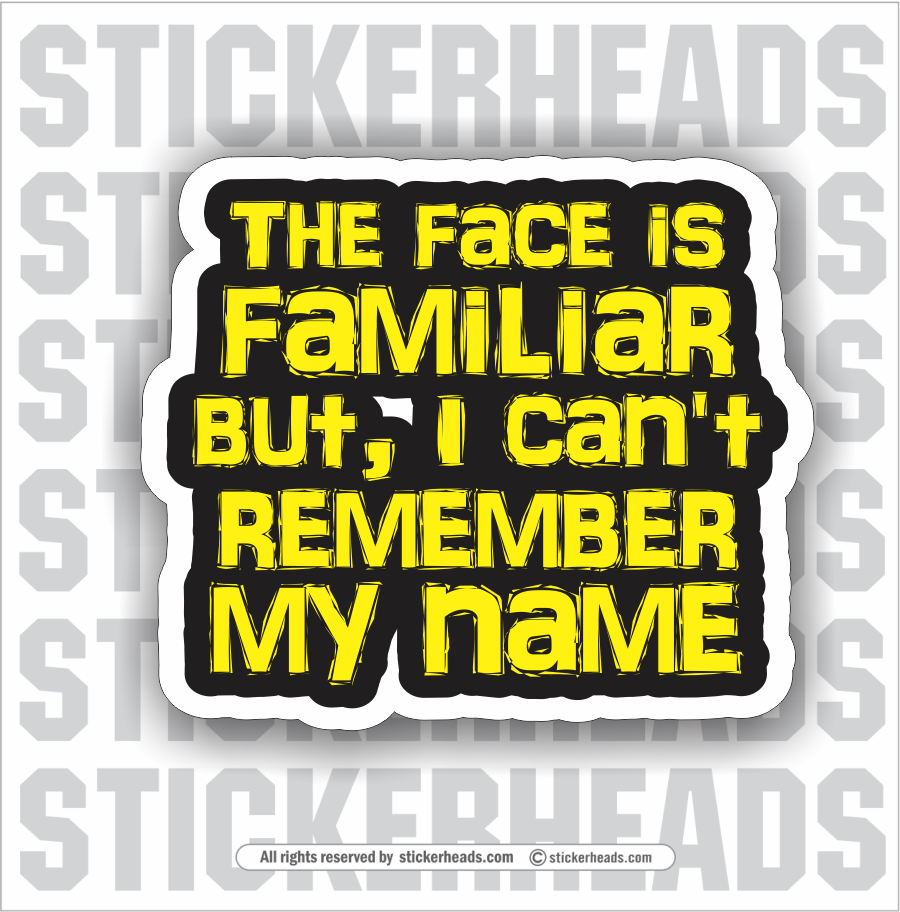 The Face Is Familiar But I Can't Remember My Name - Funny Sticker