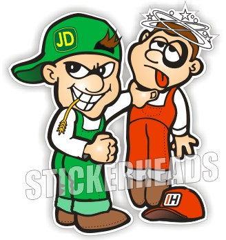 JD  Farmer Beat Up IH -Tractor Truck  Farm Diesel Sticker