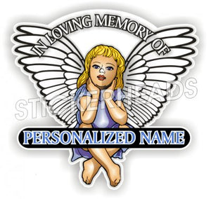 Angel child with custom name -  In Memory Of Sticker