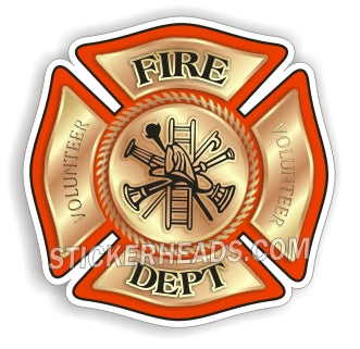 Gold Fireman Maltese Cross - Fire  Firefighter Sticker
