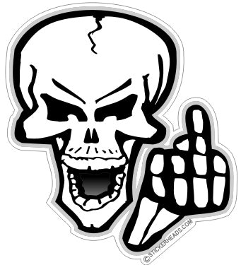 Skull Flip Off  - Funny Sticker
