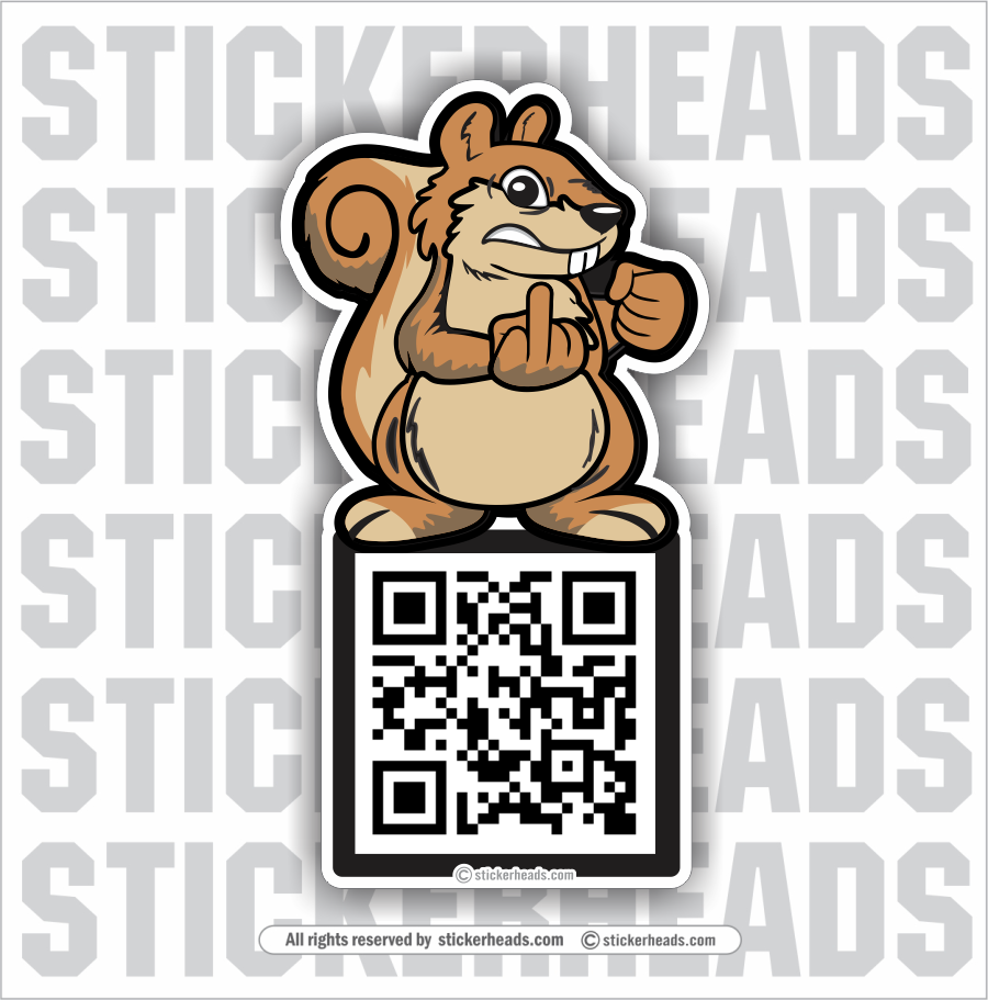 FLIP OFF Squirrel  - Scan For Video  - Custom QR AUDIO / VIDEO STICKER