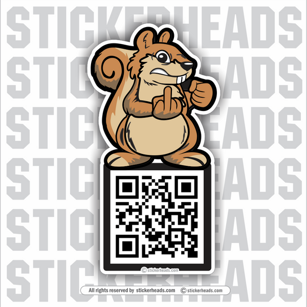 FLIP OFF Squirrel  - Scan For Video  - Custom QR AUDIO / VIDEO STICKER