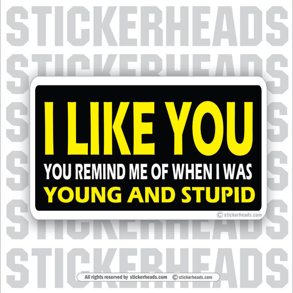 Remind me of when young and stupid   - Attitude Sticker