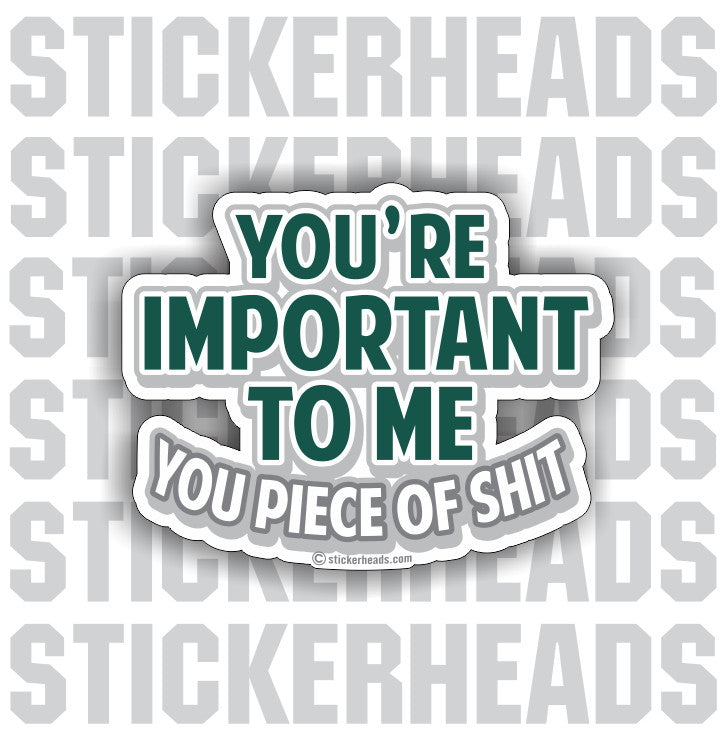 You're Important To Me You Piece Of Shit   - Funny Sticker