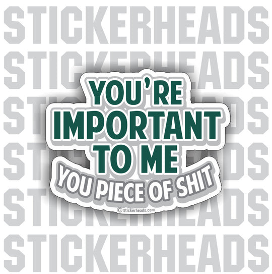 You're Important To Me You Piece Of Shit   - Funny Sticker