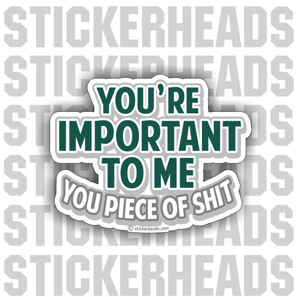You're Important To Me You Piece Of Shit   - Funny Sticker
