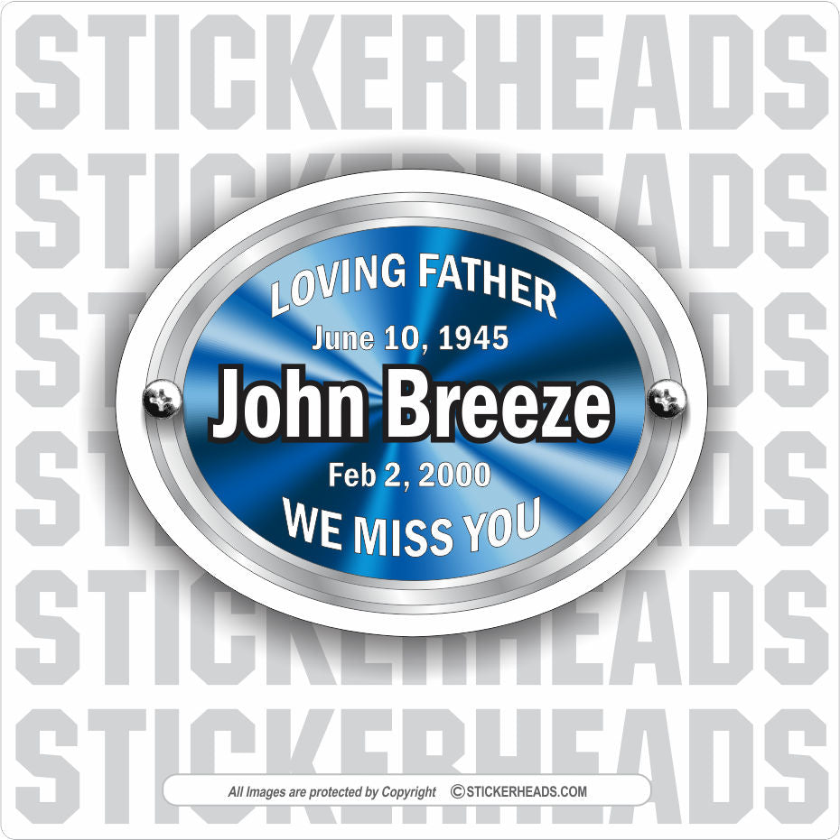 In Memory Of Sticker Oval -  Add Custom Text - Make Your Own Sticker