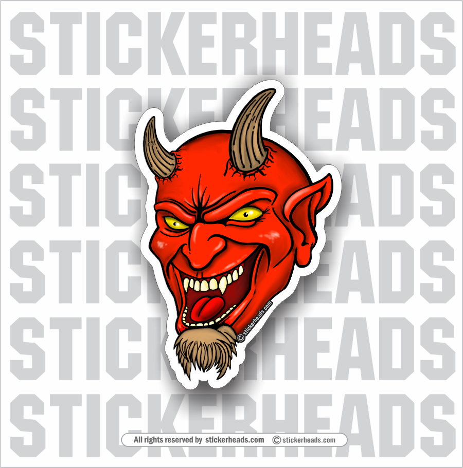 Laughing Devil Head  -  Funny Work Sticker