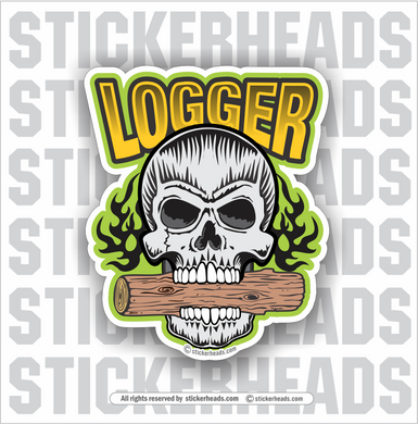 Logger Skull with Wood Log   - Loggers Logging Sticker