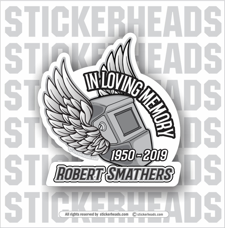 In Memory Of WELDER - Welding Hood With Wings - In Memory Of Sticker