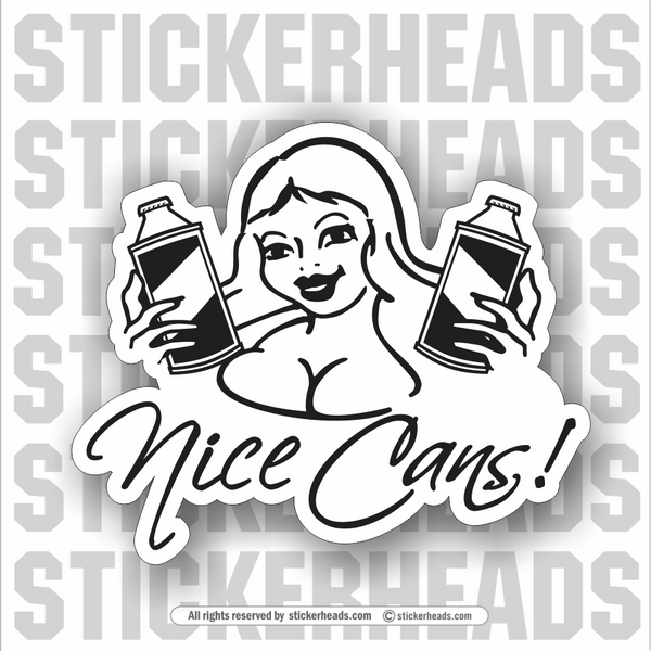 Nice Cans - Sexy Girl Old Style Beer cans  - Funny Sticker