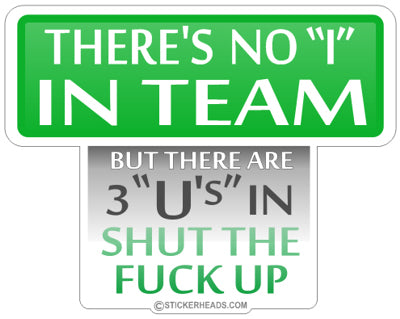 There's No I in TEAM ( GREEN )  - Funny Sticker