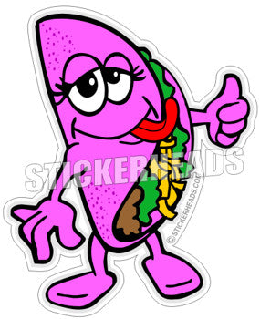 Pink Taco Cartoon Funny Sticker