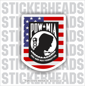 POW with USA Flag - MIA  - Military Sticker