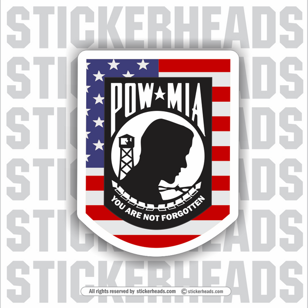 POW with USA Flag - MIA  - Military Sticker