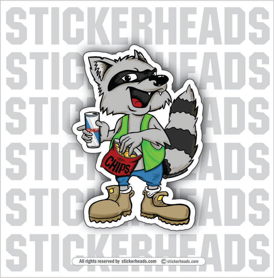 Eating Trash Panda Racoon - Work Job Funny Sticker