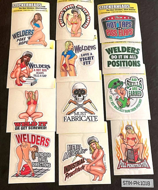 ⭕#STIX-PK 1018 ---12 -3" Sticker Pack   | |  Over Run Sticker Deal  | | PIPEWELDER WELDER