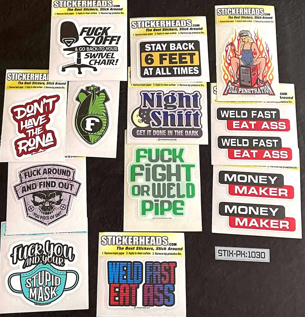 ⭕#STIX-PK 1030 -----12 -3" Sticker Pack   | |  Over Run Sticker Deal  | | WELDER