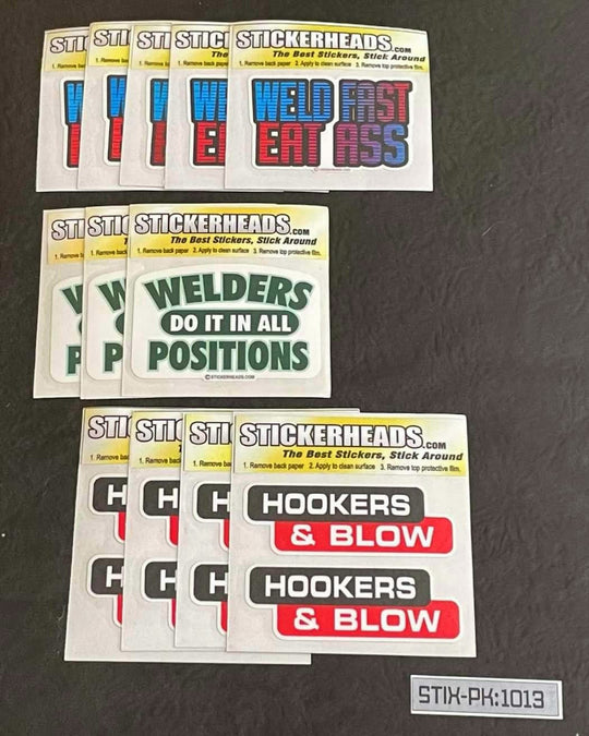 ⭕#STIX-PK 1013 ---12 -3" Sticker Pack   | |  Over Run Sticker Deal  | | PIPEWELDER WELDER