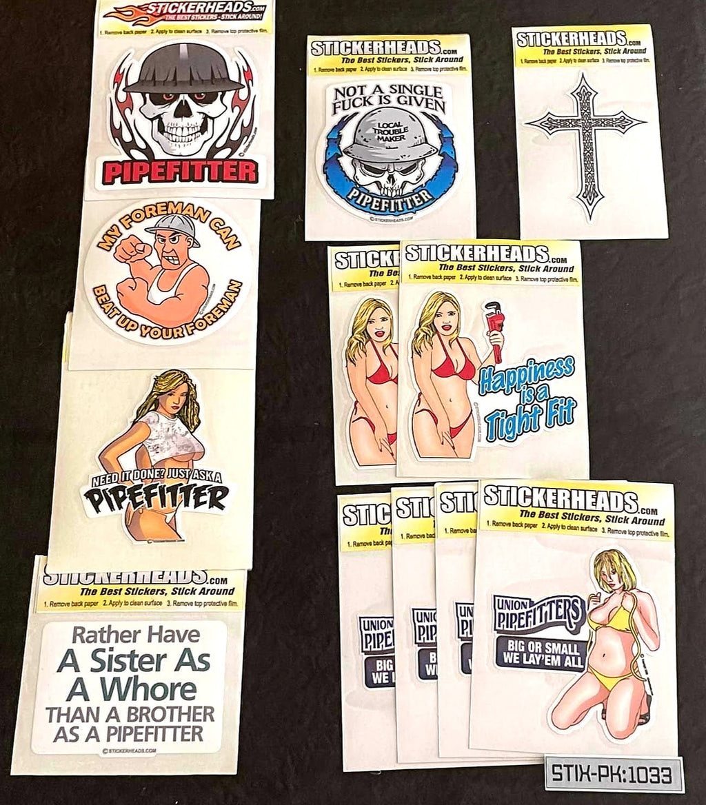 ⭕#STIX-PK 1033 -----12 -3" Sticker Pack   | |  Over Run Sticker Deal  | | PIPEFITTER
