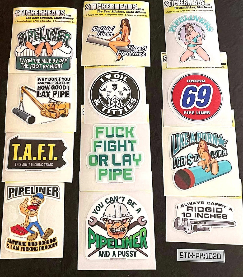 ⭕#STIX-PK 1020 ---12 -3" Sticker Pack   | |  Over Run Sticker Deal  | | PIPELINER