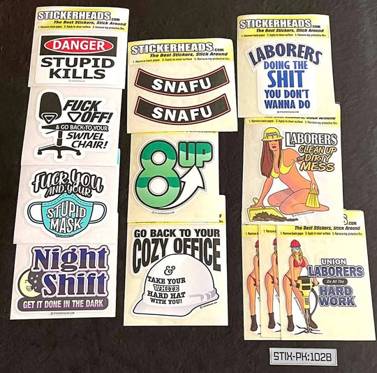 ⭕#STIX-PK 1028 -----12 -3" Sticker Pack   | |  Over Run Sticker Deal  | | LABORER