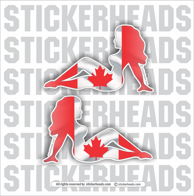 Sexy Trucker Chick -  Canada Canadian Flag  ( 2 stickers Left and Right ) -  Sticker