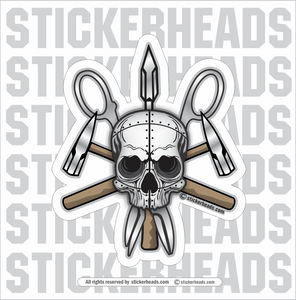 Metal SKULL With Tools   - Sheet Metal Workers Sticker