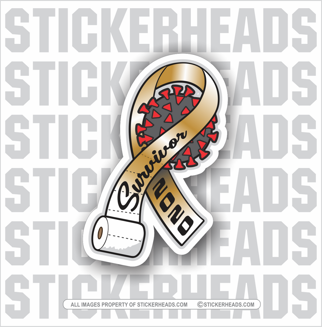 Toilet Shit Paper Ribbon Survivor - Coronavirus Covid-19 Pandemic Funny Sticker
