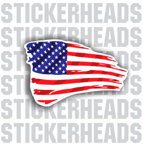 Distressed Flying American Flag  - USA Flag Sticker
