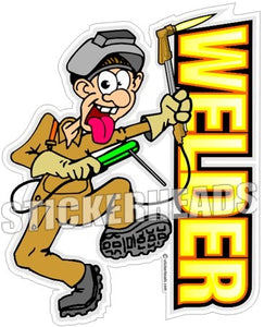 WELDER Cartoon Guy Union  - welding weld sticker
